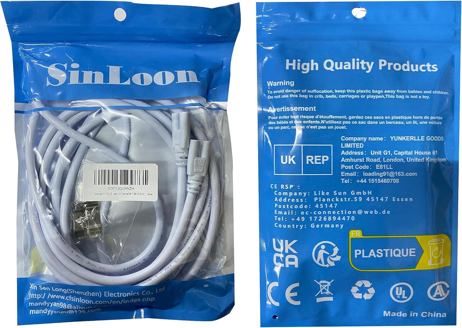 10ft White PVC LED Lamp Connecting Wire with Clips