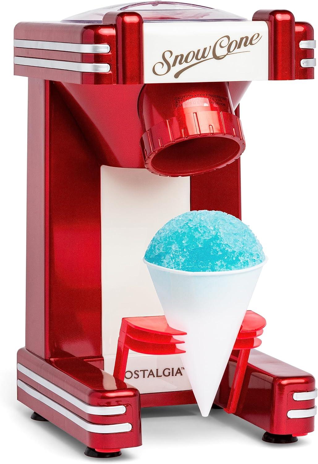 Nostalgia Nostalgia Retro Single Countertop Snow Cone Maker, Includes 1 Reusable Plastic Cup, Stainless Steel Blades