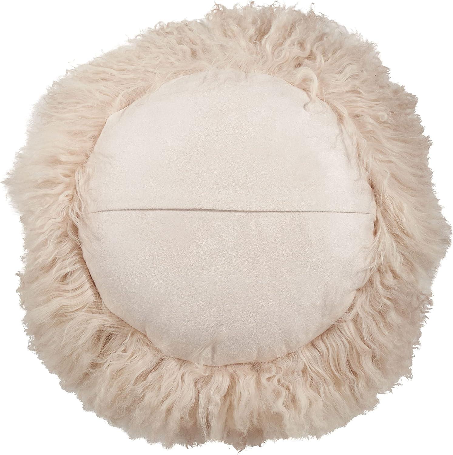 Saro Lifestyle 100% Wool Mongolian Lamb Fur Throw Pillow With Poly Filling