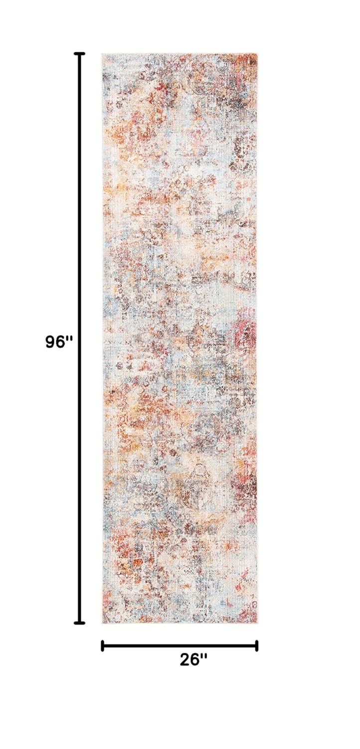 Orlando ORL764 Power Loomed Indoor Runner - Orange / Blue - 2'-2" x 8' - Safavieh
