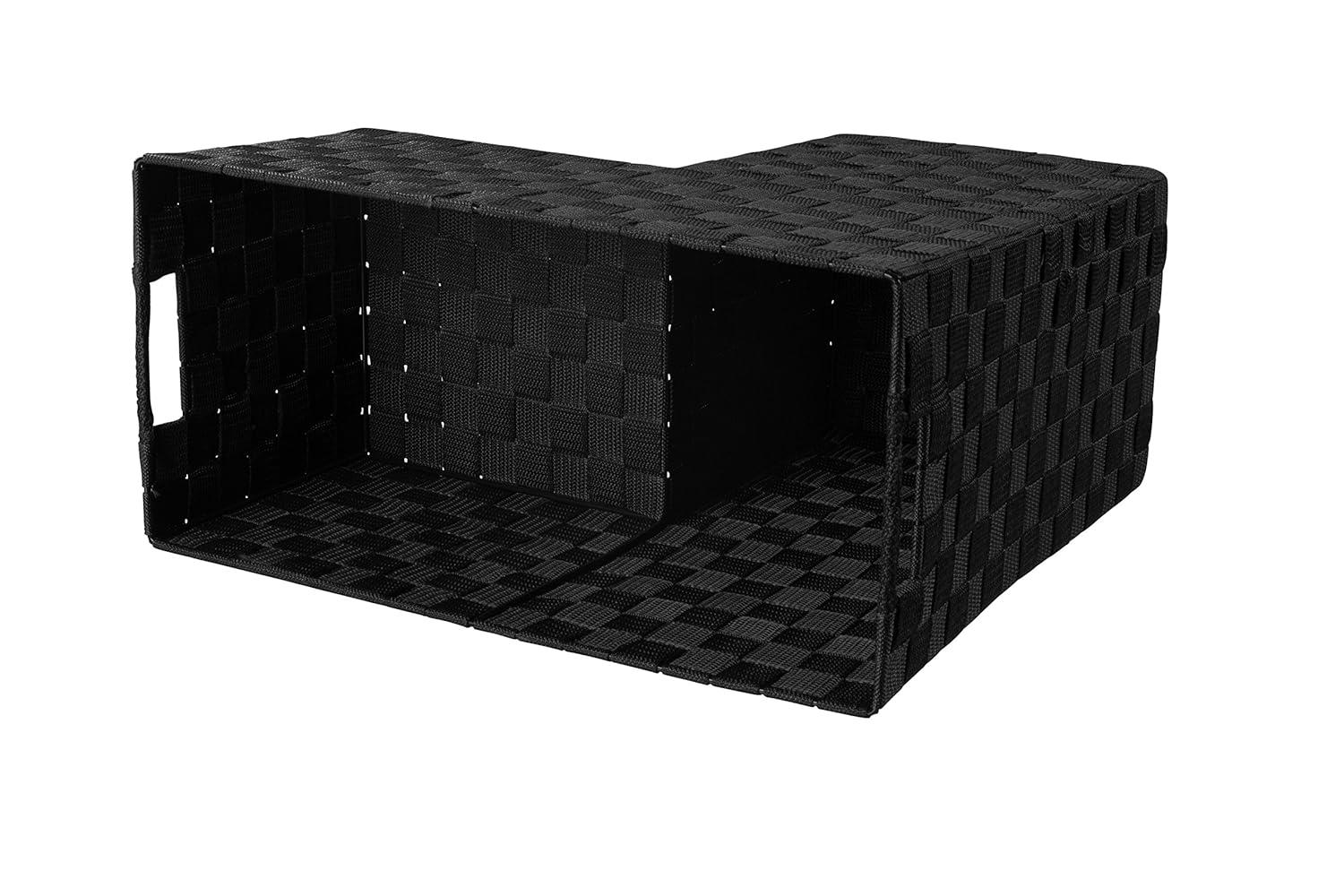 Black Nylon-Woven Stair Step Basket with Handle