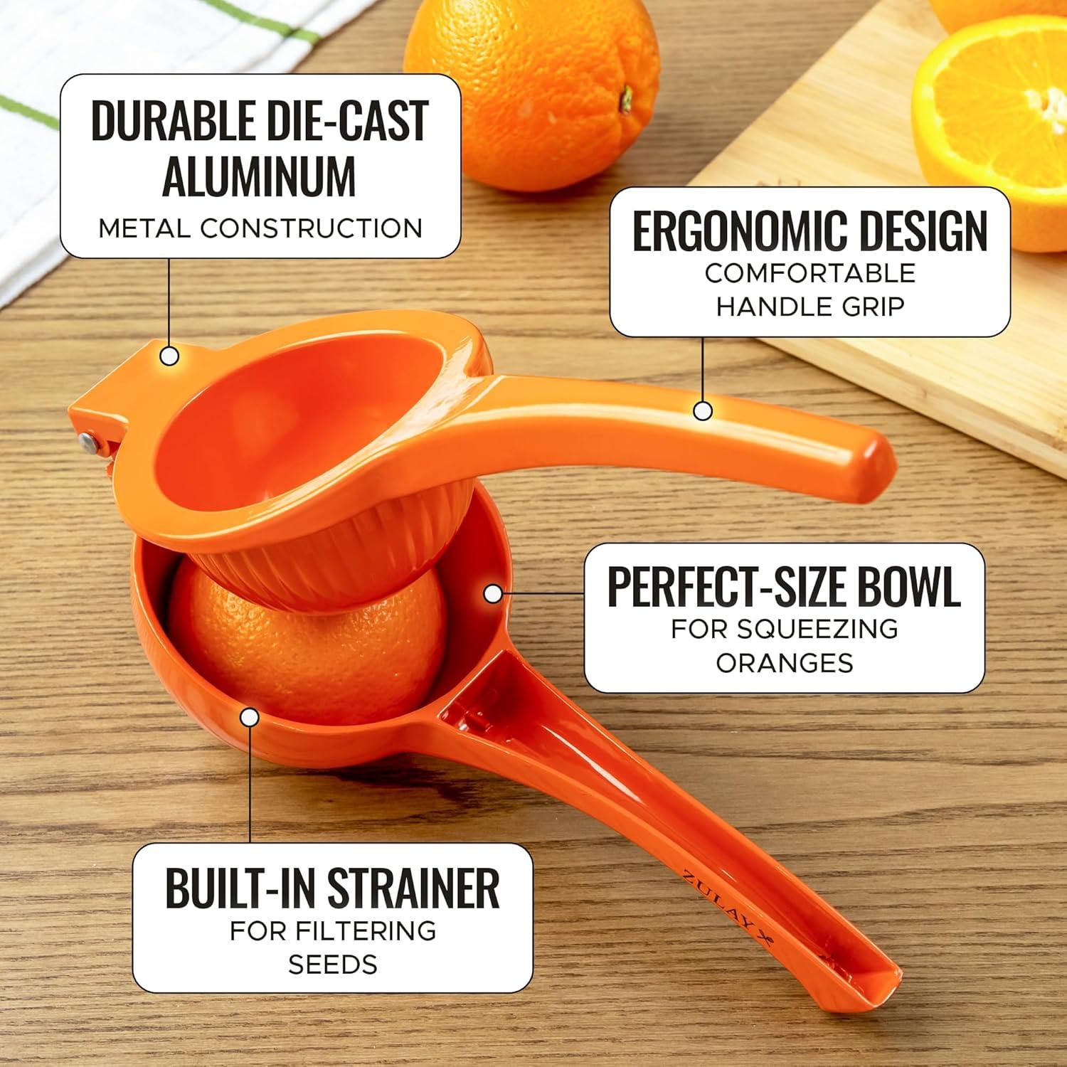 Zulay Kitchen Metal Orange Squeezer, Citrus Juicer, Manual Press for Extracting the Most Juice Possible - Orange Juicer