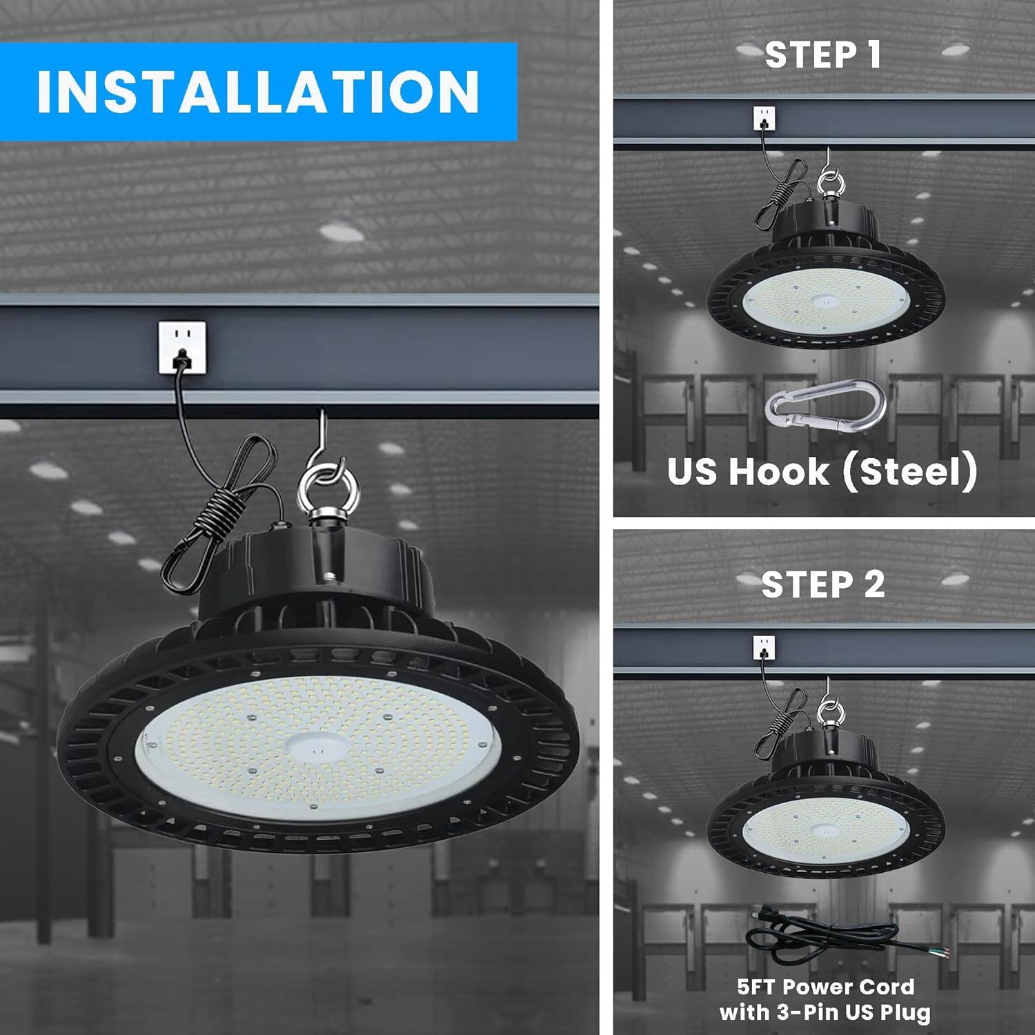 150W Black Aluminum UFO LED High Bay Light with Clear Glass Lens