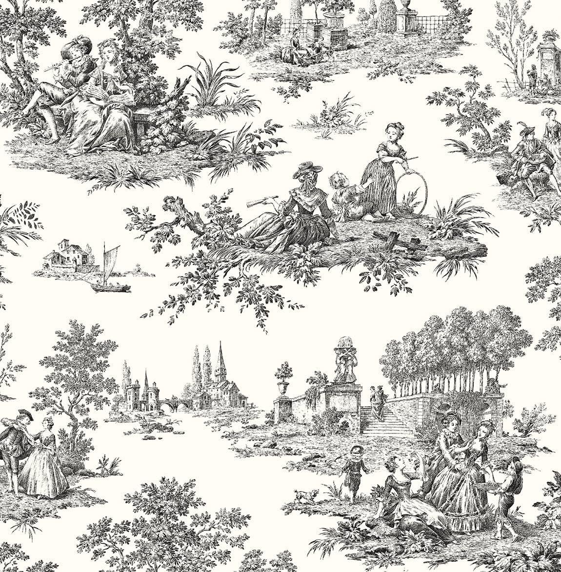 NextWall Inkwell Chateau Toile Peel and Stick Wallpaper