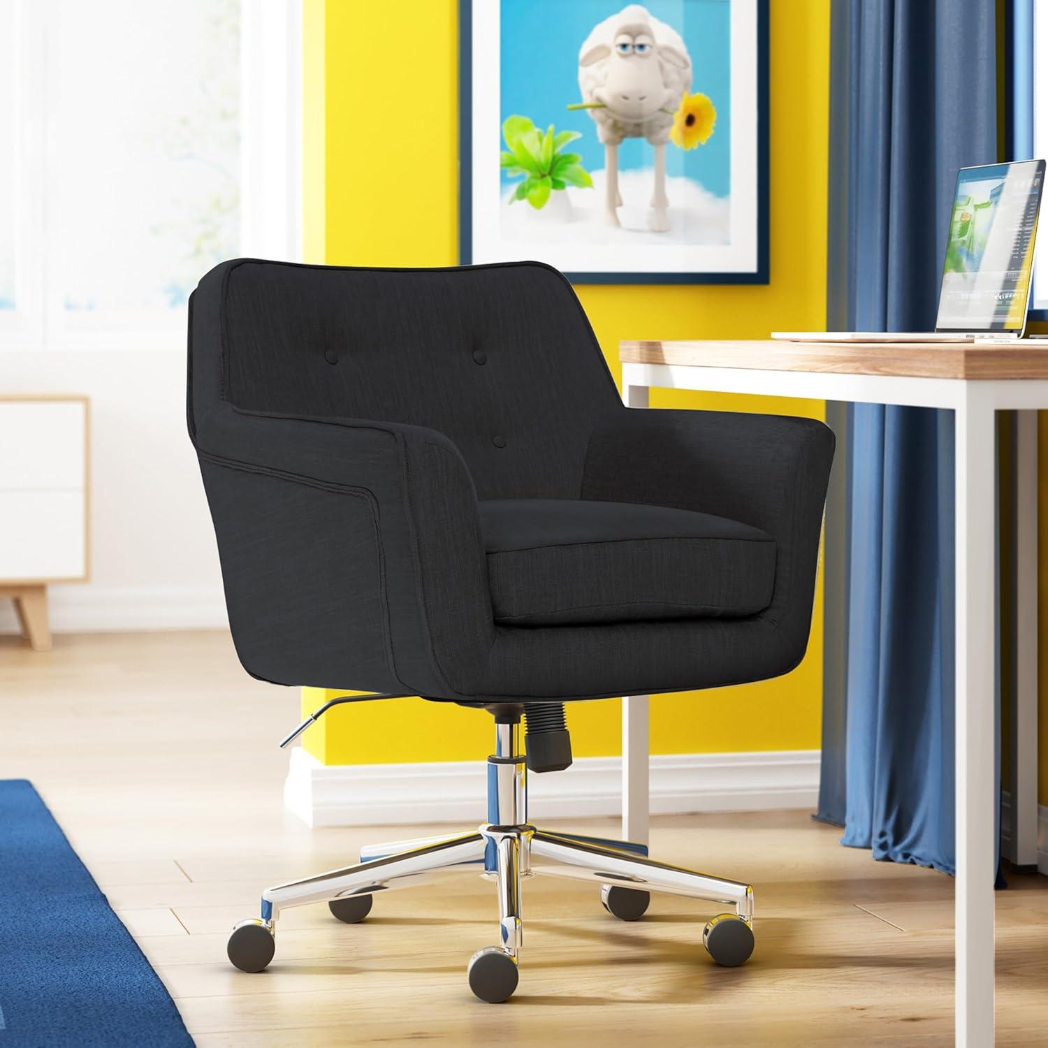 Style Ashland Home Office Chair Dark Gray - Serta: Mid-Century, Adjustable, Swivel, Ergonomic Design
