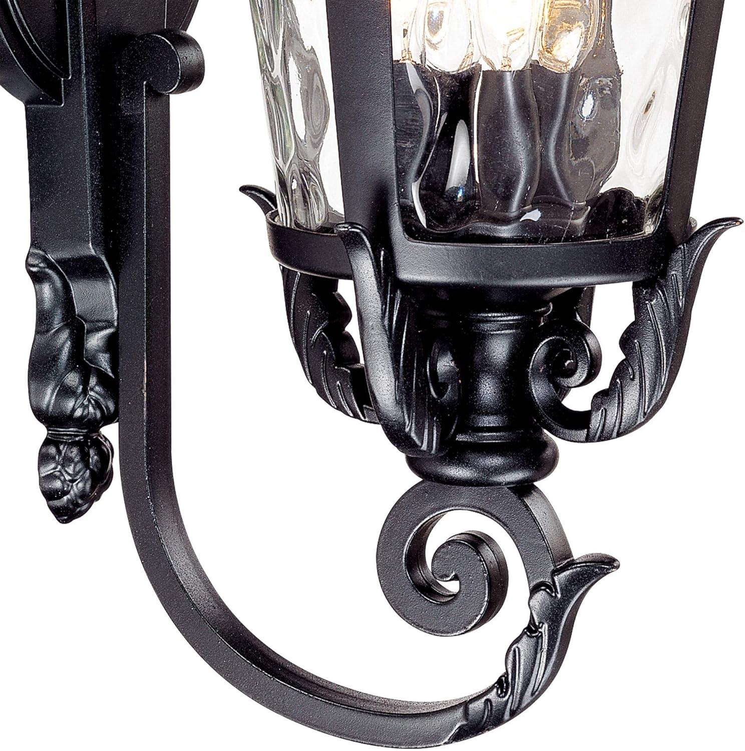 John Timberland Casa Marseille Vintage Rustic Outdoor Wall Light Fixture Textured Black Scroll 31" Clear Hammered Glass for Post Exterior Barn Deck