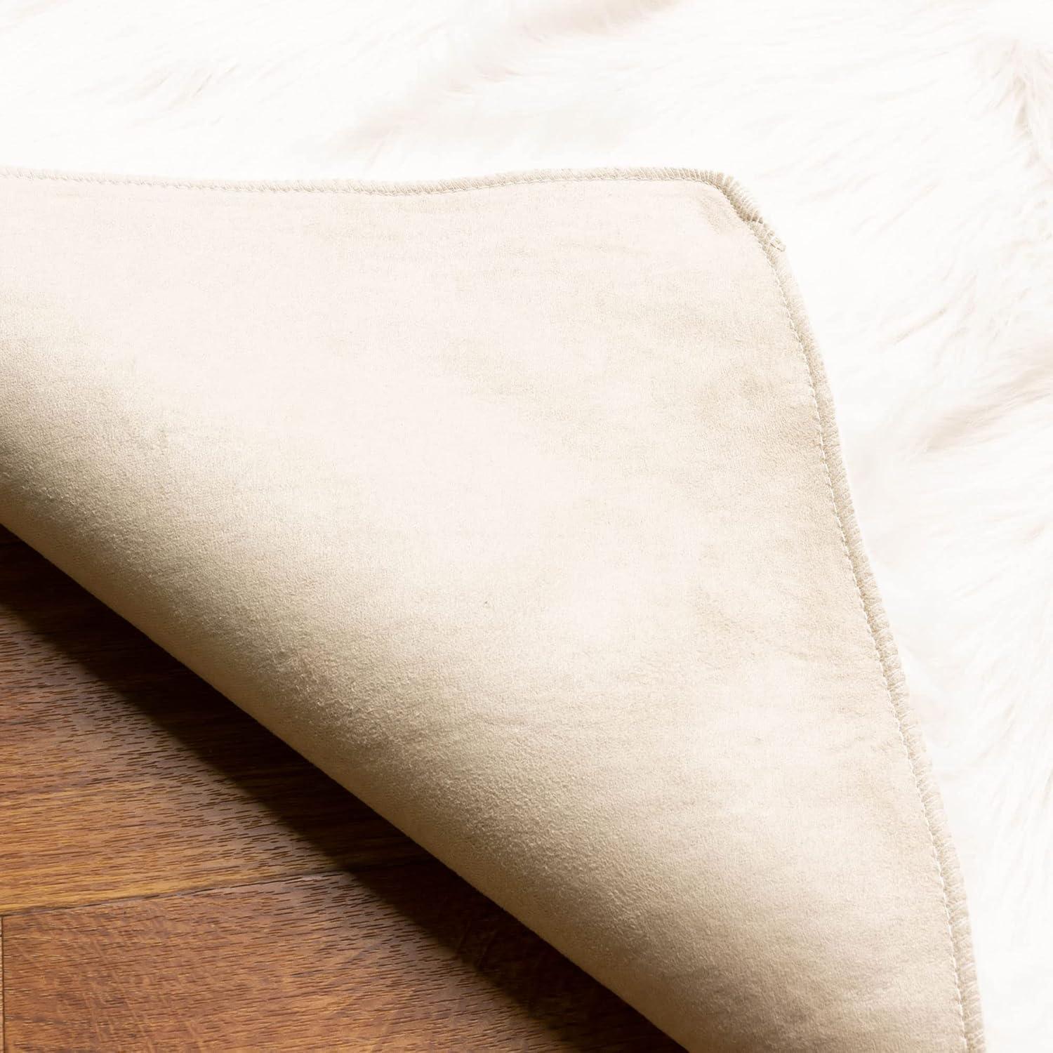 Diller White Faux Sheepskin Fur Machine Washable Shag Fluffy Area Rug