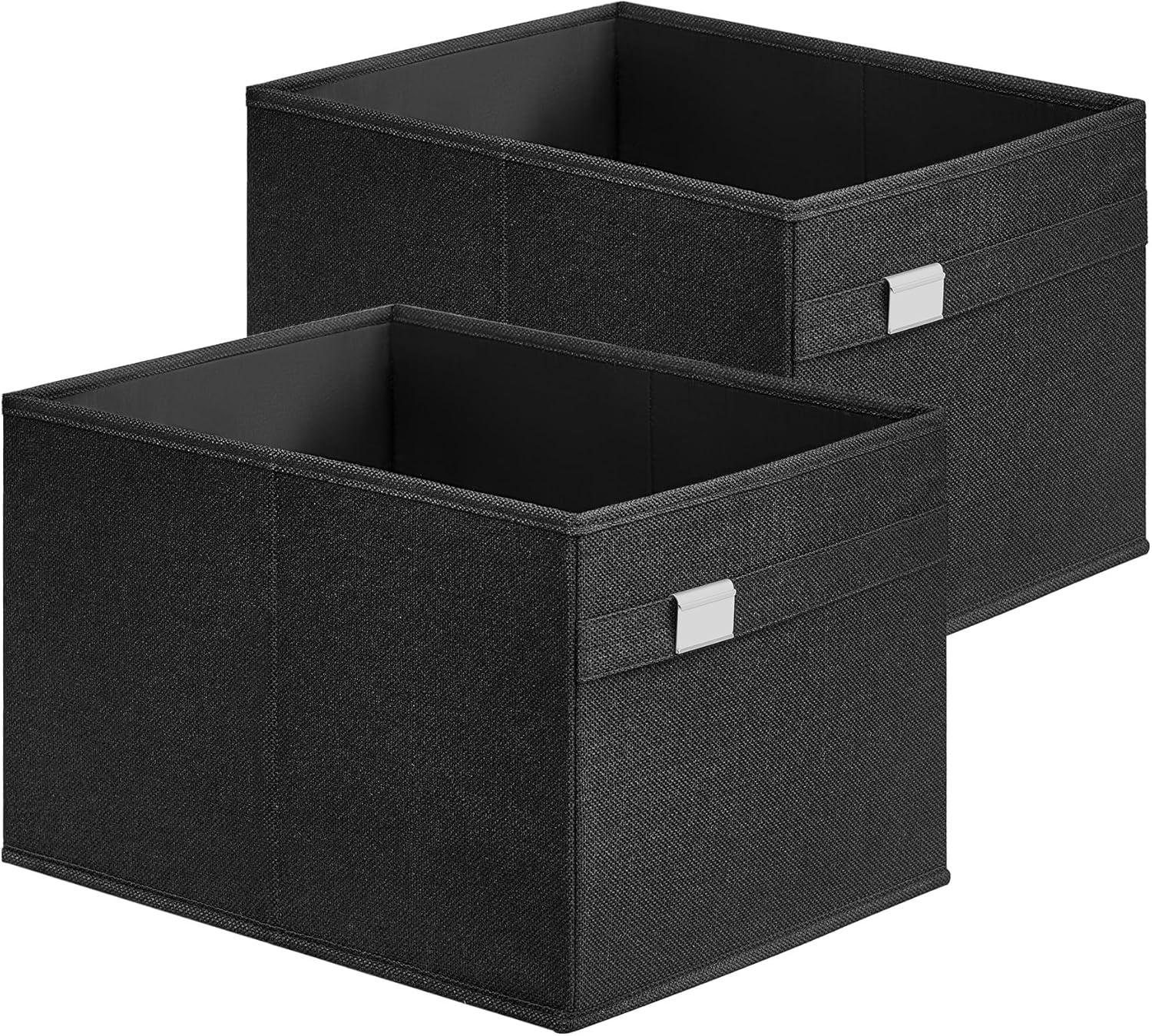 SONGMICS Storage Baskets, Set of 2 Extra Large Storage Bins for Organizing, 30L, 15.7 x 11.8 x 9.8 Inches, Fabric Storage Cubes for Shelves, Easy to Clean, Foldable, 2 Handles, Cloud White UROB240W02