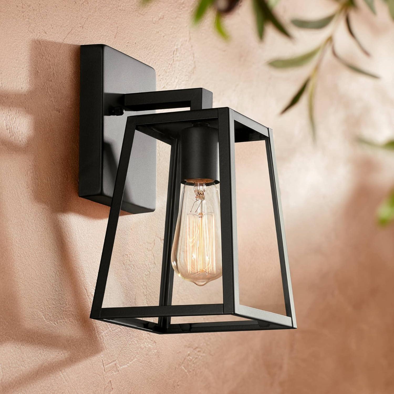 Mystic Black Steel Outdoor Wall Lights with Clear Glass