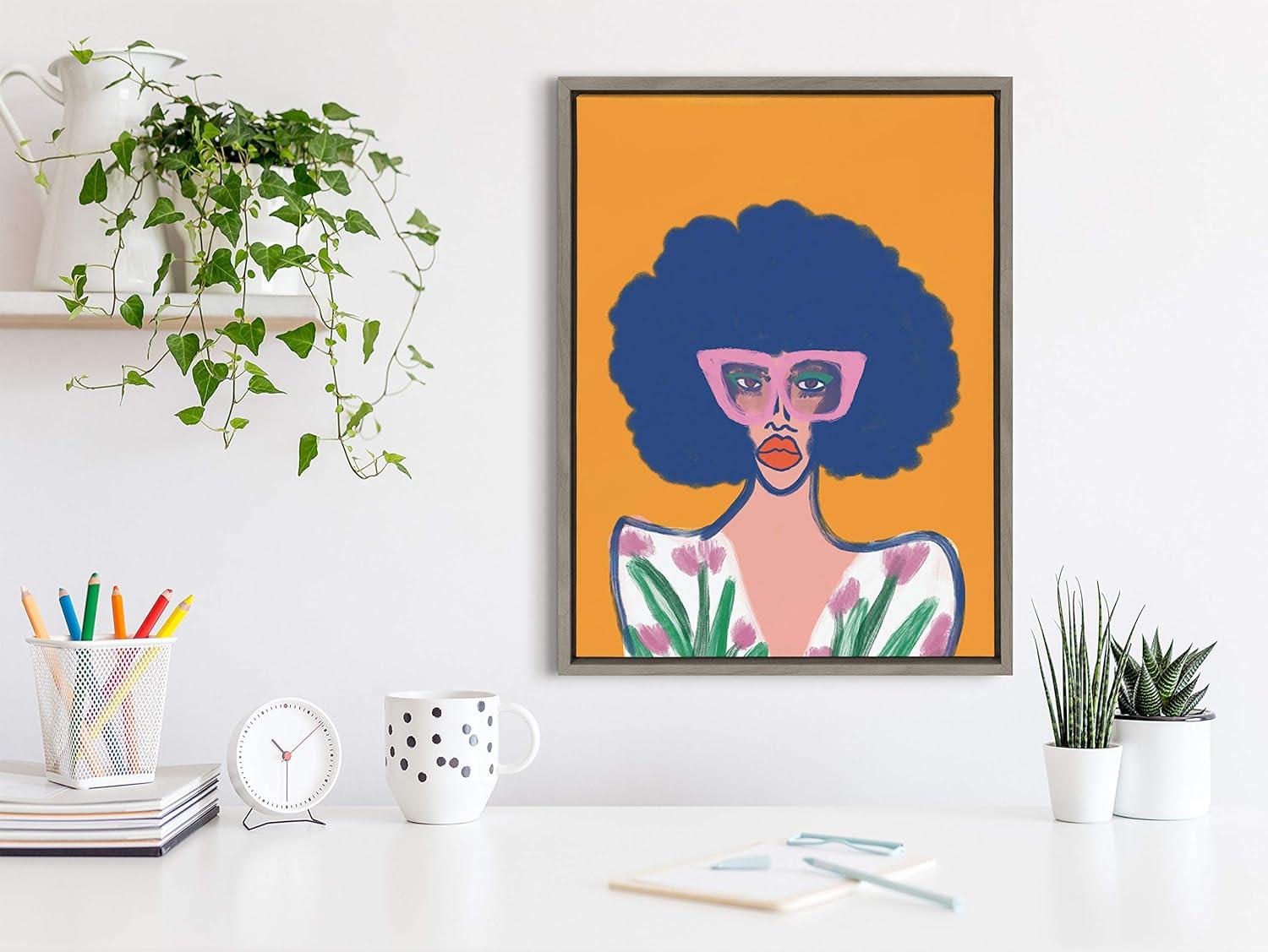 18" x 24" Sylvie Springtime Fierceness Framed Canvas by Kendra Dandy: Modern Decor, Vertical Orientation - Kate & Laurel