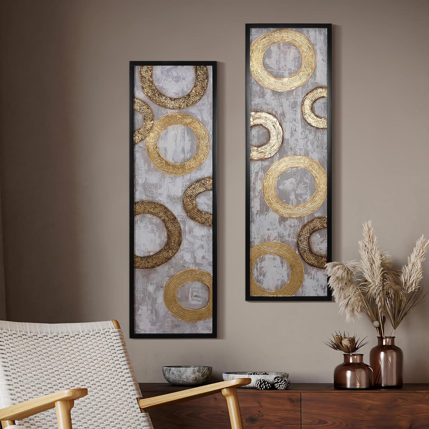 LuxenHome 2-Piece Gold and Brown Metal Abstract Wall Decor Set