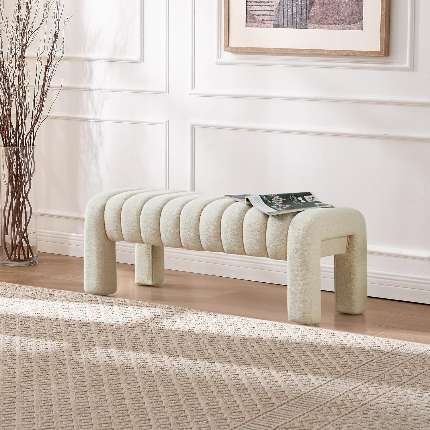 Oyan 43"or 63"W Channel Tufted Upholstered Bedroom Bench