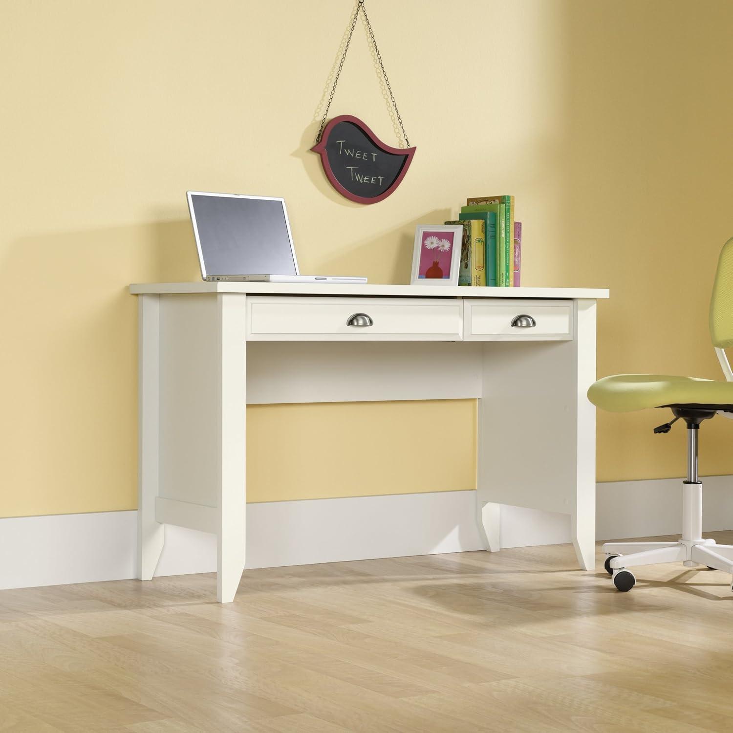 Inbox Zero Soft White Finish Computer Desk | Wayfair