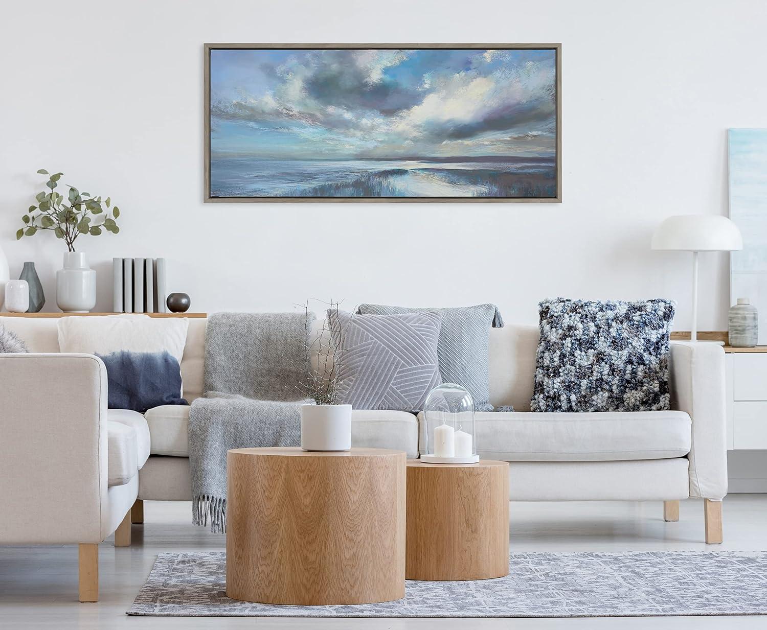 18" x 40" Sylvie The Tide Waits for No Man Framed Canvas by Nel Whatmore Gray - Kate & Laurel All Things Decor