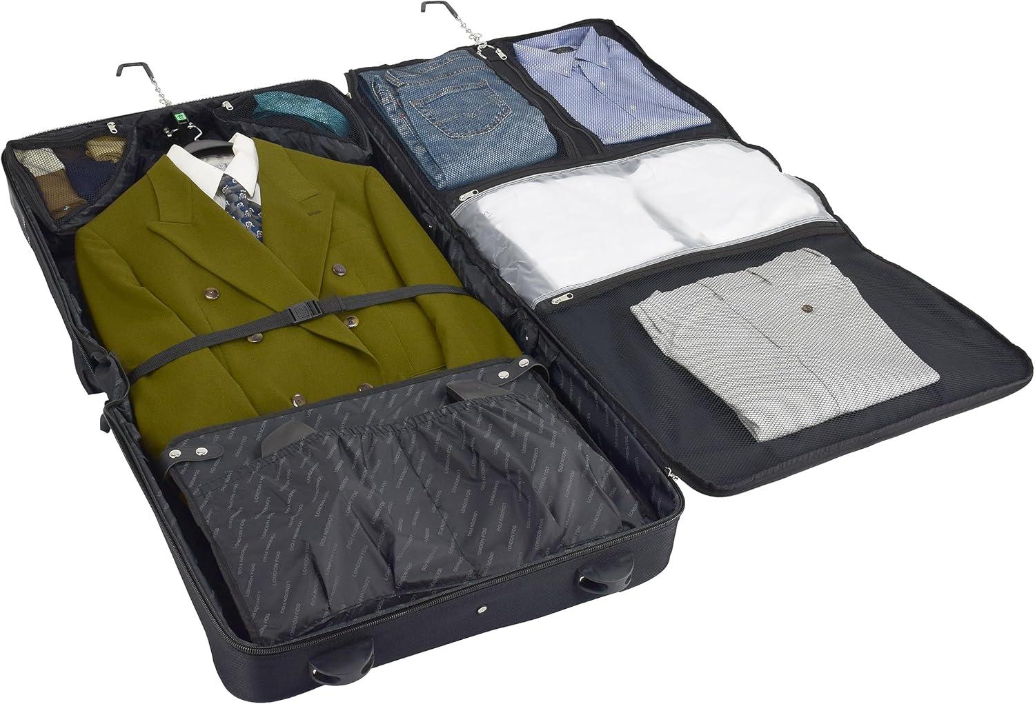 London Fog  Buckingham Black Polyester Rolling Garment Bag