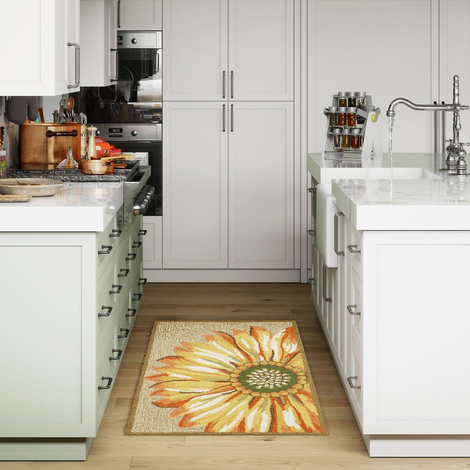 Liora Manne Frontporch Sunflower Indoor/Outdoor Rug Yellow 2' x 3'