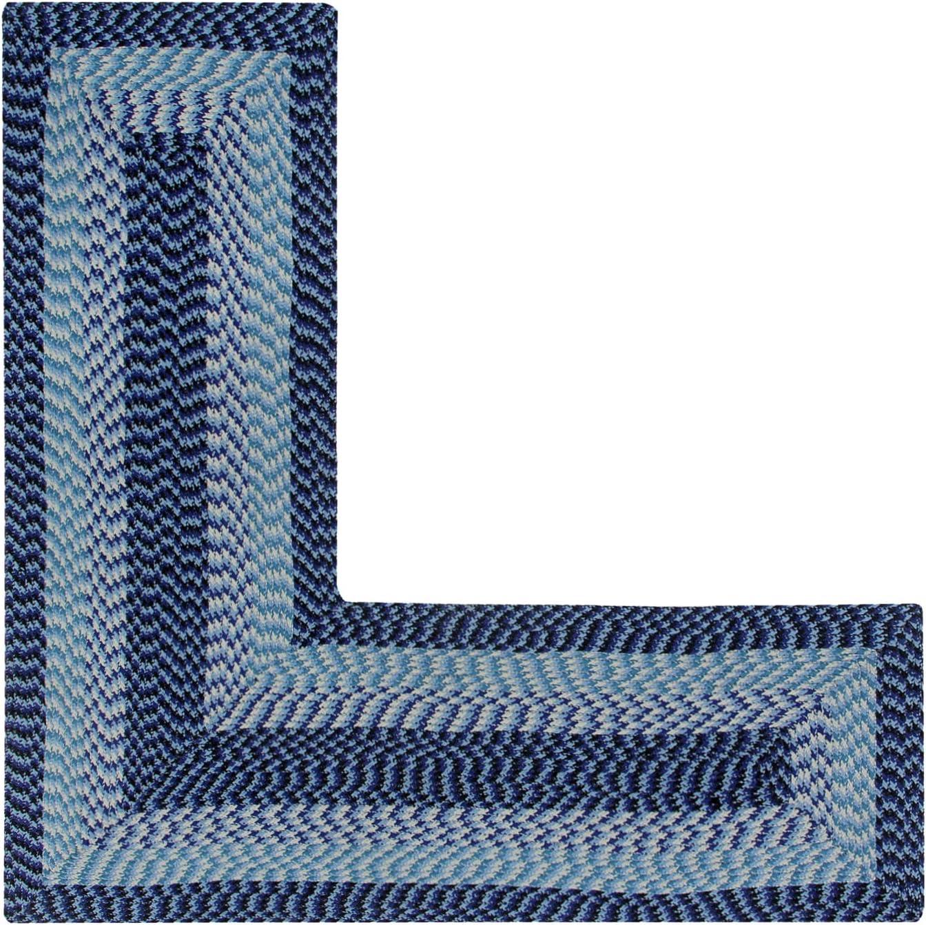 Better Trends Alpine Braid Reversible Indoor Area Utility Rug 100% Polypropylene, 24" x 48" x 48" L-Shape, Navy Stripe