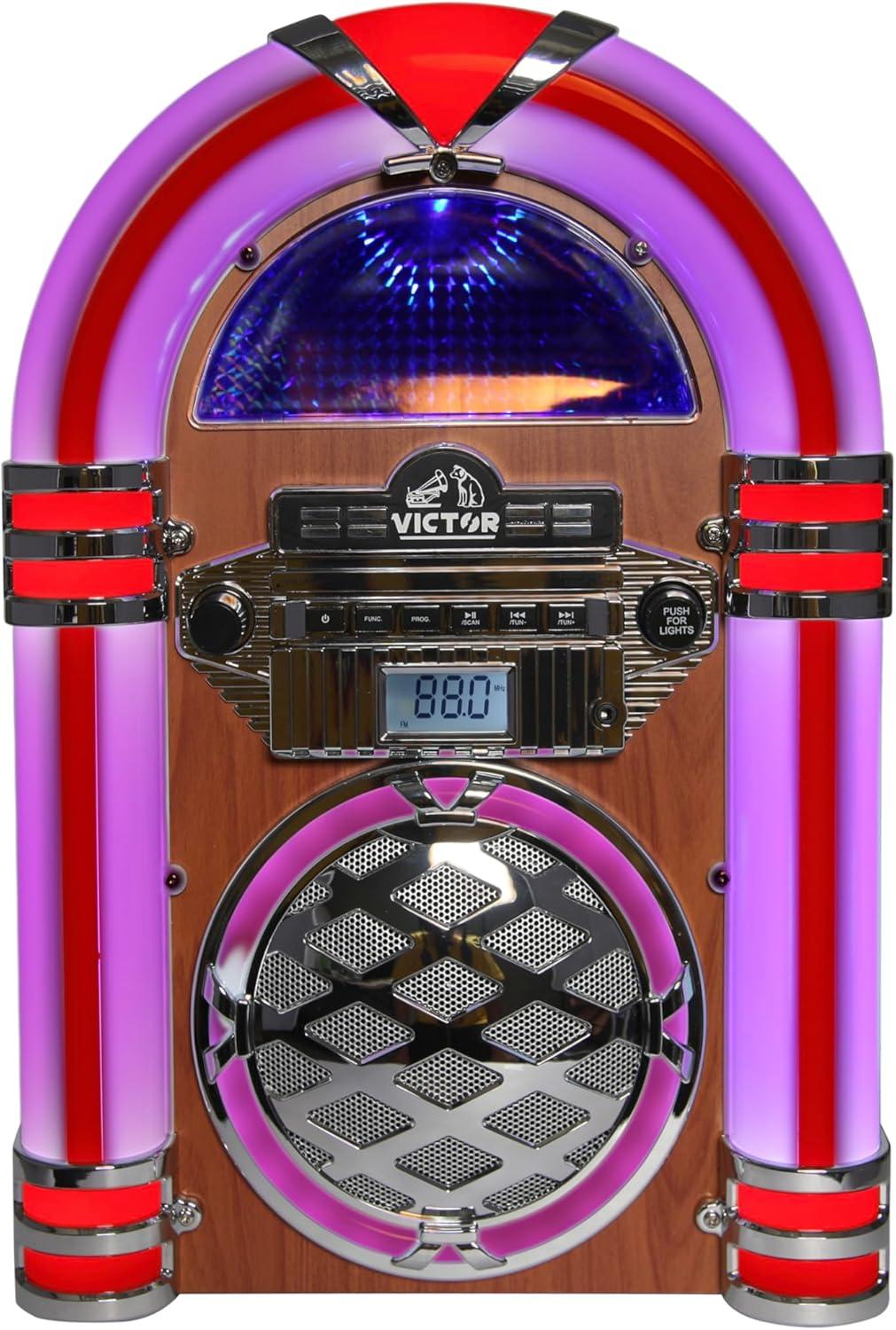 Victor Bluetooth CD Jukebox Speaker with FM Radio & Multicolor LED Lighting