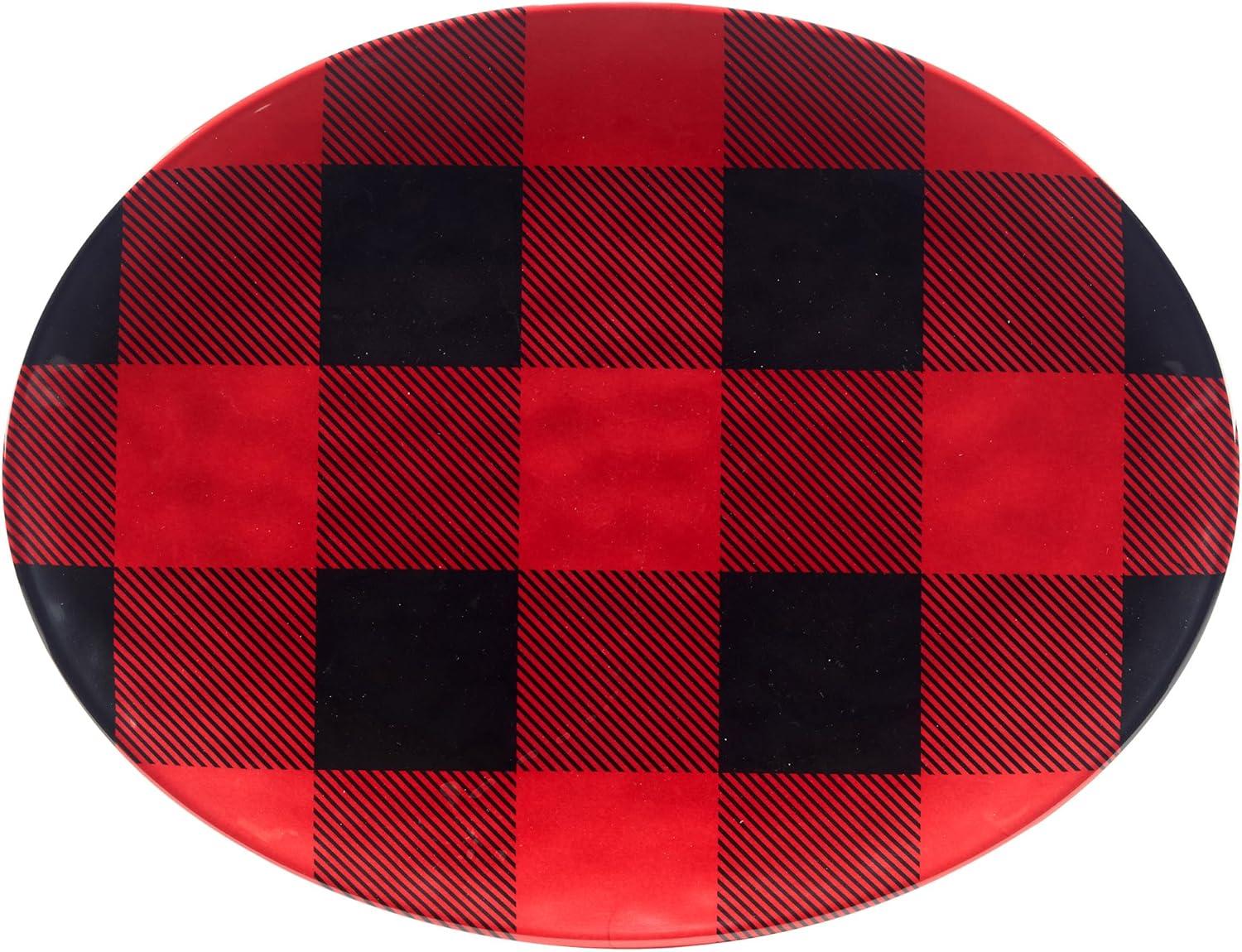 Red Buffalo Plaid 2pc Platter Set