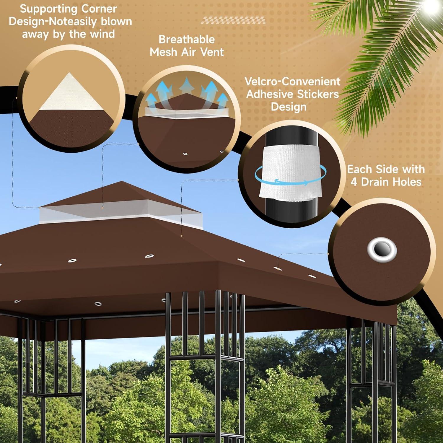 Sunny yard Sunny Yard Polyester Replacement Canopy for Gazebo