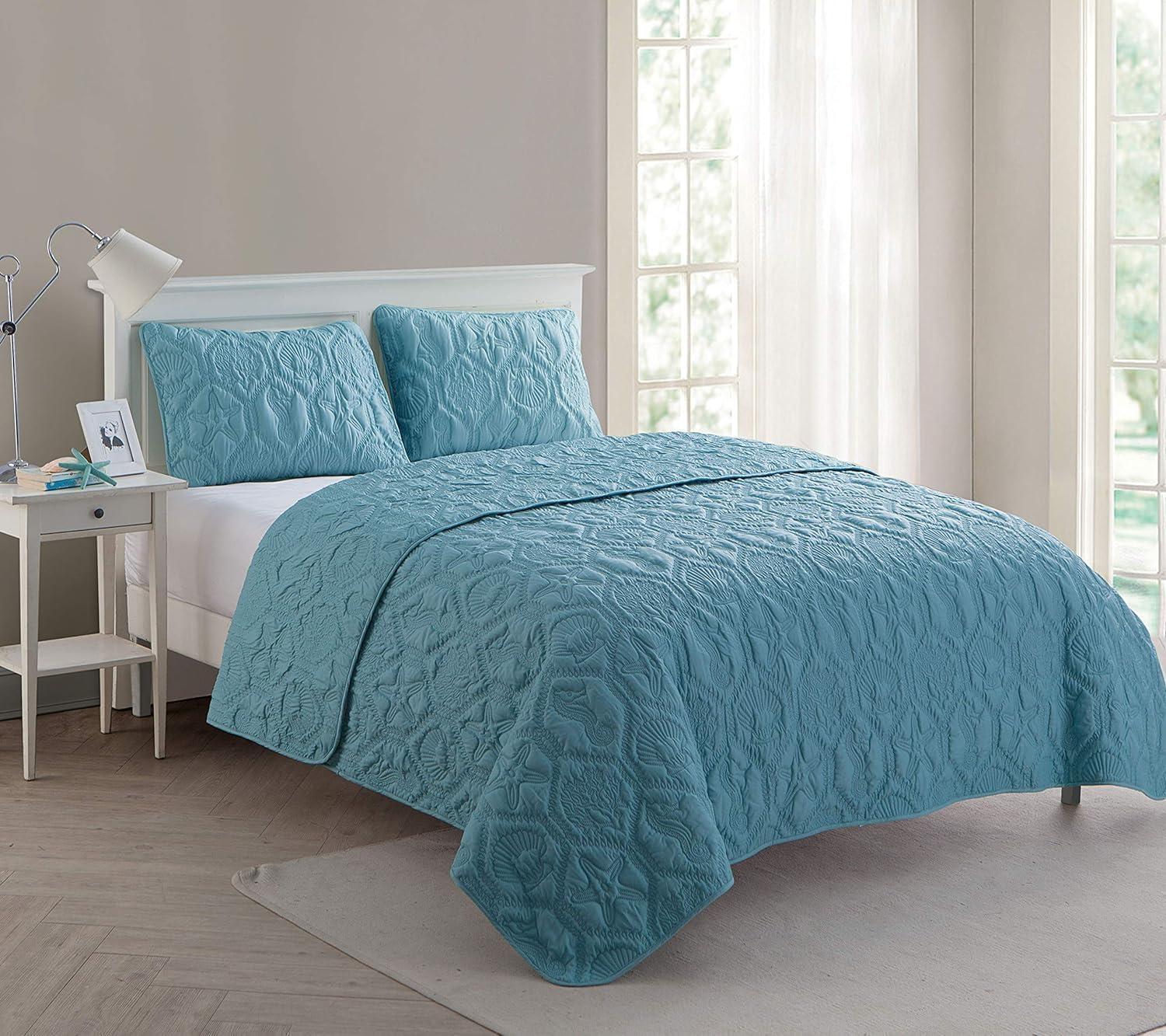 Shore Polyester Textured Sea Life Quilt Set