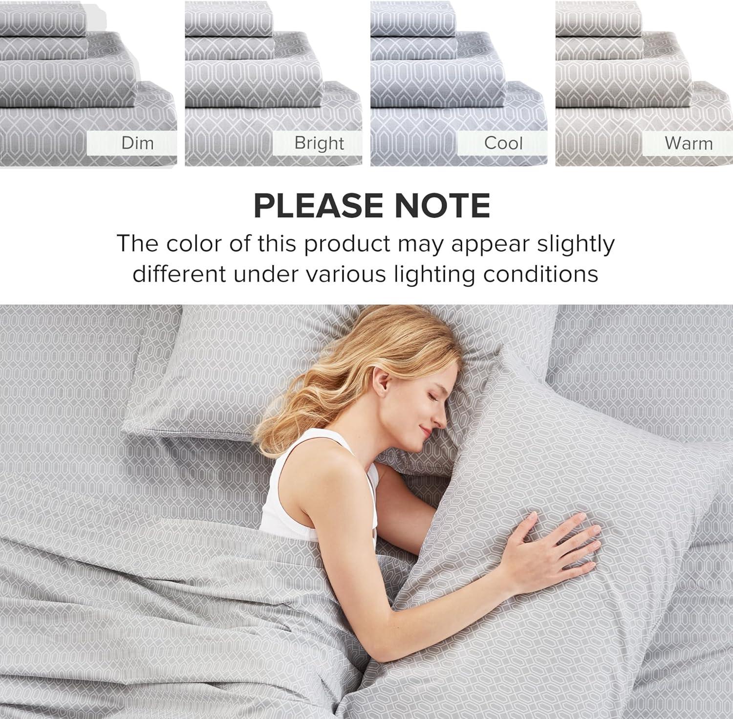 Comfort Spaces 100% Cotton Sheet Set Breathable, Lightweight, Soft with 12" Elastic Pocket Fits up to 14" Mattress, All Season Cozy Bedding, Matching Pillow Case, Twin Diamond Taupe 3 Piece