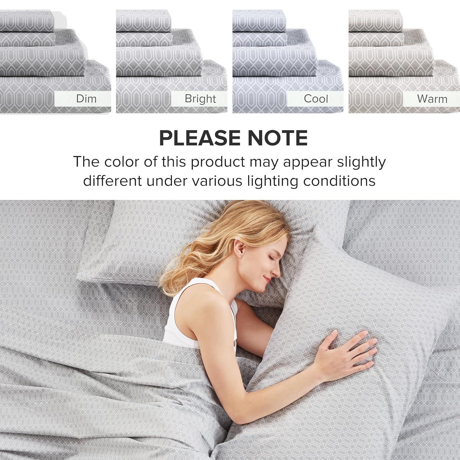 Comfort Spaces 100% Cotton Sheet Set Breathable, Lightweight, Soft with 12" Elastic Pocket Fits up to 14" Mattress, All Season Cozy Bedding, Matching Pillow Case, Twin Diamond Taupe 3 Piece