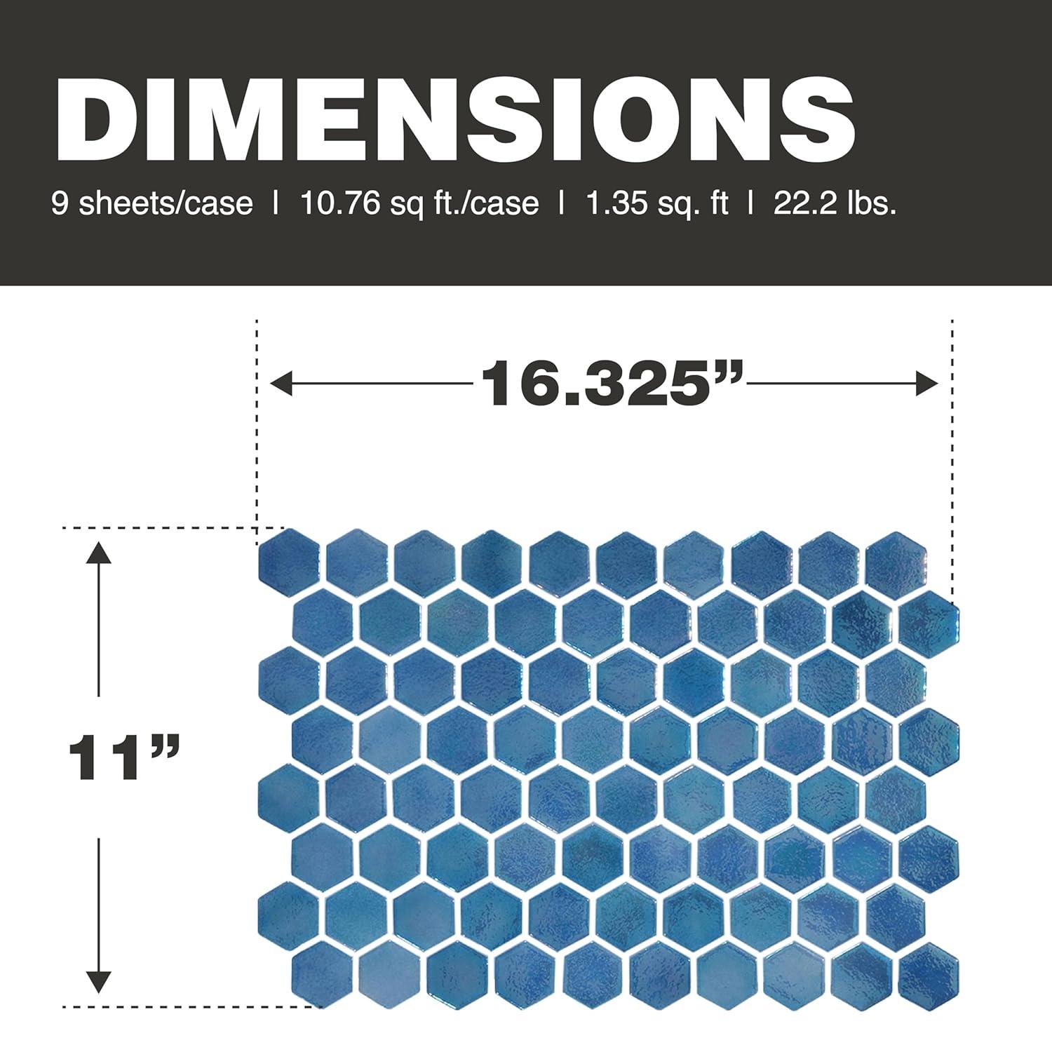 Glass Tile Love White Hot Love 11 in. X 16.325 in. Hexagonal Glass Mosaic Tile (10.76 sq. ft./case), Ideal for Kitchen Tile, Backsplash Tile, Bathroom Tile, and Pool Tile