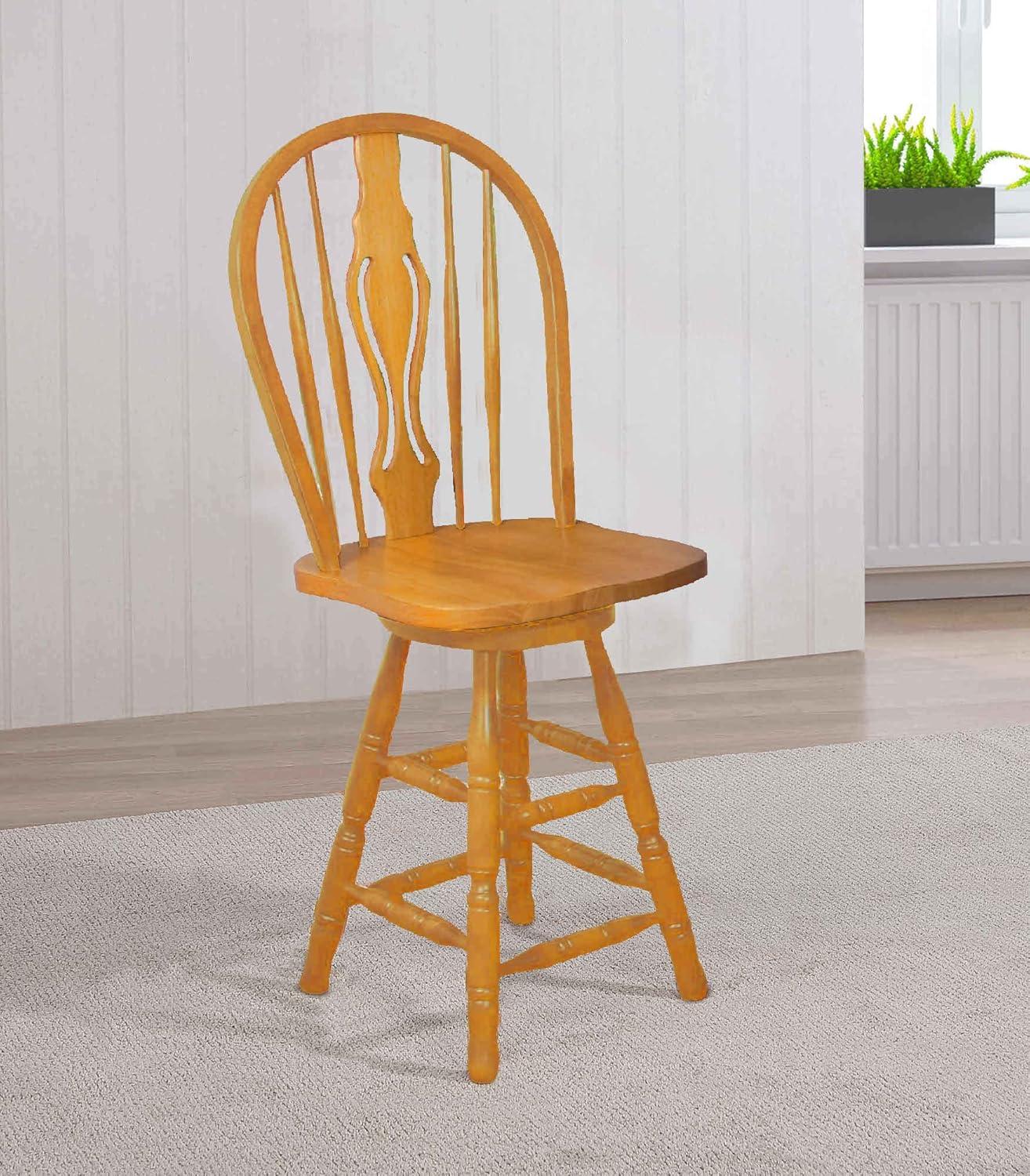 Sunset Trading Oak Selections Keyhole 24" Wood Barstool/Counter Stool in Oak