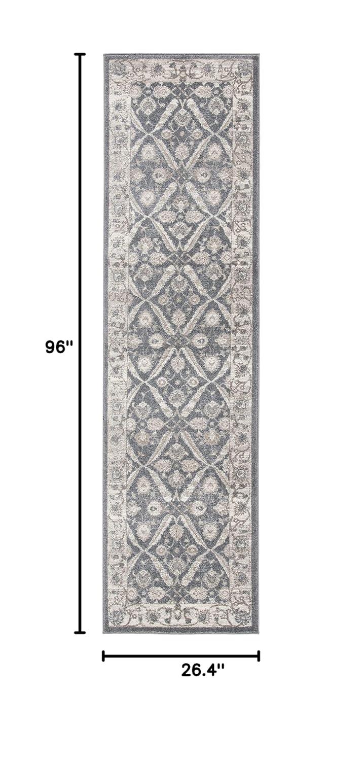 Sofia SOF378 Power Loomed Runner Rug - Dark Grey/Beige - 2'2"x8' - Safavieh.