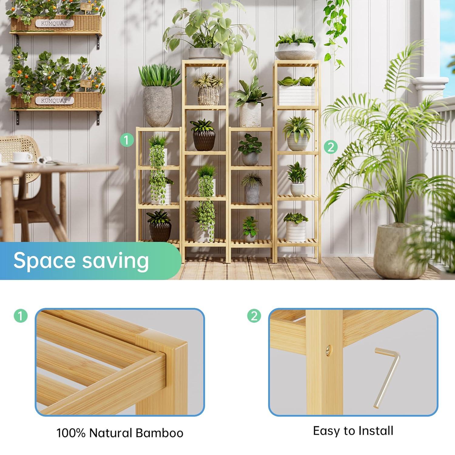 Bathroom Storage Shelf, 4-Tier Bamboo Rack Organizer, Multifunctional Shelving Unit For Living Room Bedroom Kitchen (Black)