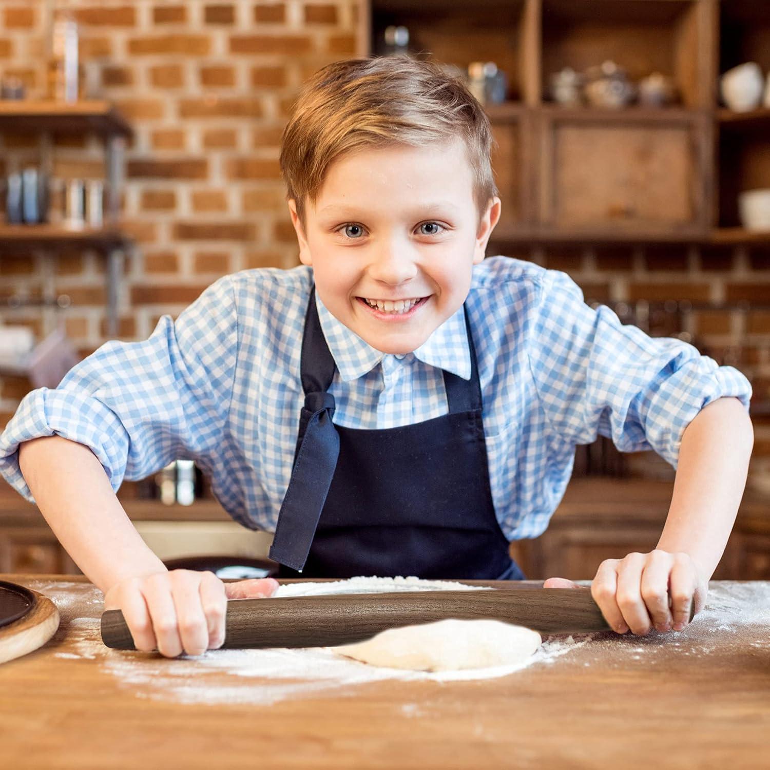 French Rolling Pin (17 Inches) –WoodenRoll Pin for Fondant, Pie Crust, Cookie, Pastry, Dough –Tapered Design & Smooth Construction - Essential Kitchen Utensil