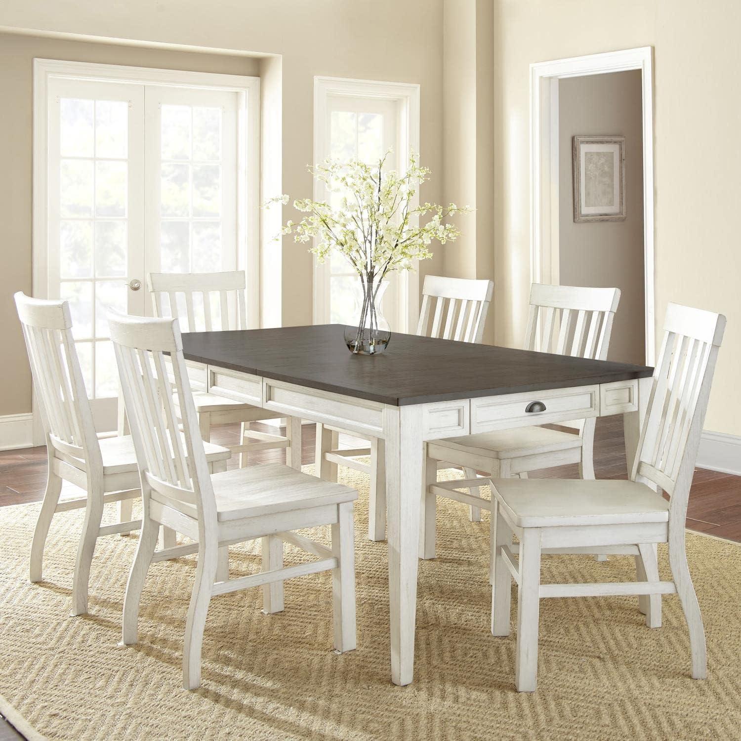 Cayla Antique White and Dark Oak 7-Piece Dining Set