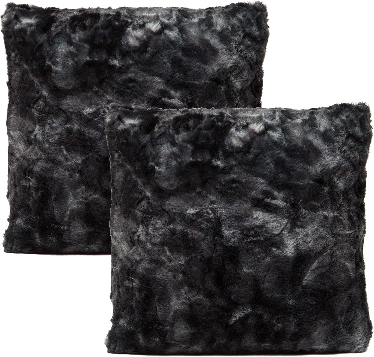 Chanasya Wolf Faux Fur Square Throw Pillow Covers - 2 Pieces - 18" x 18”