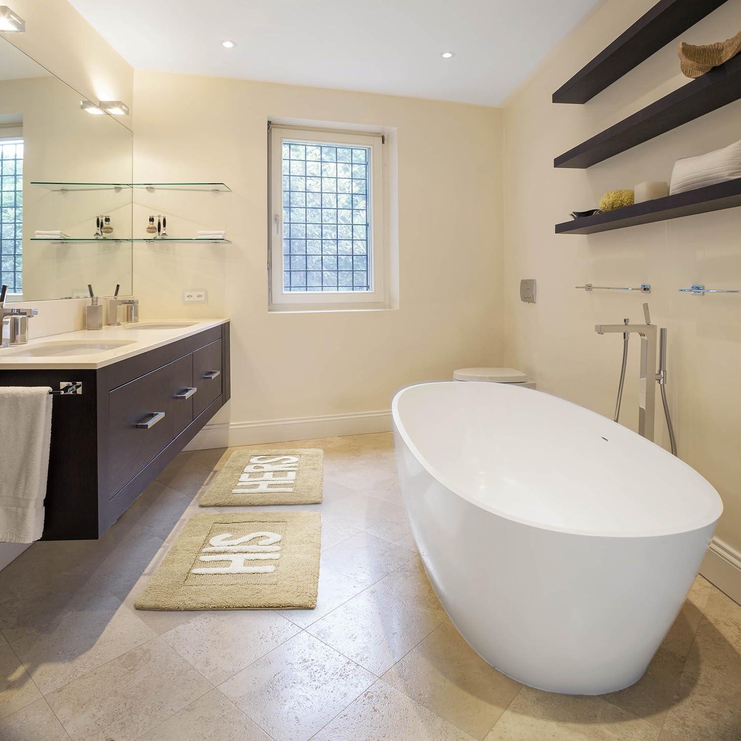 Beige Cotton His and Hers Bath Rug Set