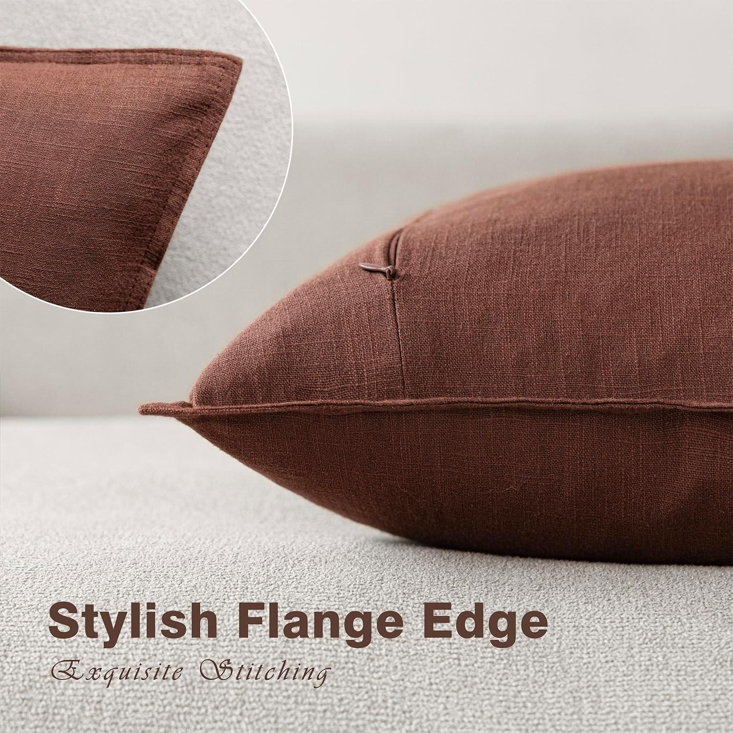 MIULEE Throw Pillow Covers Boho Farmhouse 18x18 Set of 2 Decorative Beige Couch with Fringe Chic Cotton Pillowcases Home Decor Accents for Cushion Soft Bed Living Room