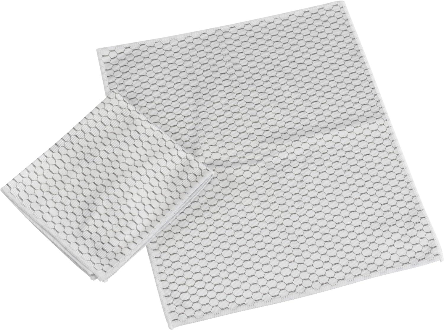 White Honeycomb Microfiber Glass Cleaning Cloths, 12" x 14", Pack of 2