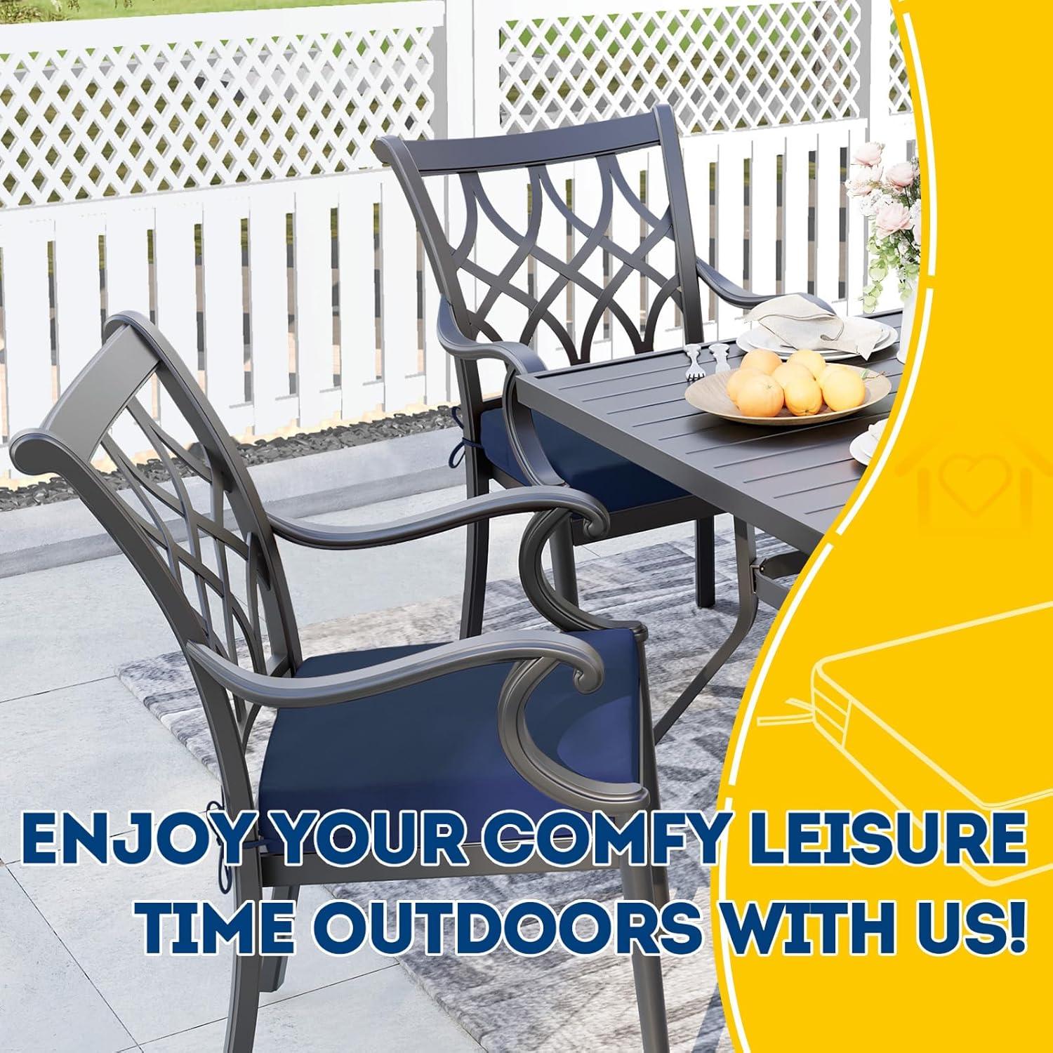 18 in. x 18 in. x 2 in. Outdoor Square Dining Chair Seat Cushion for Patio Furniture, Navy Blue (2-Pack)