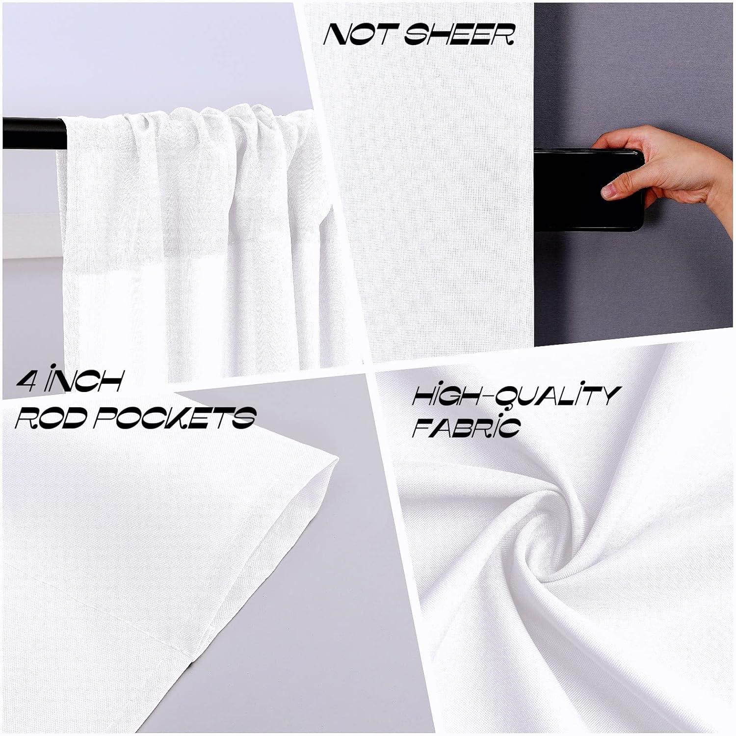 White Polyester Water-Resistant Backdrop Curtains 5ft x 10ft, 2 Panels