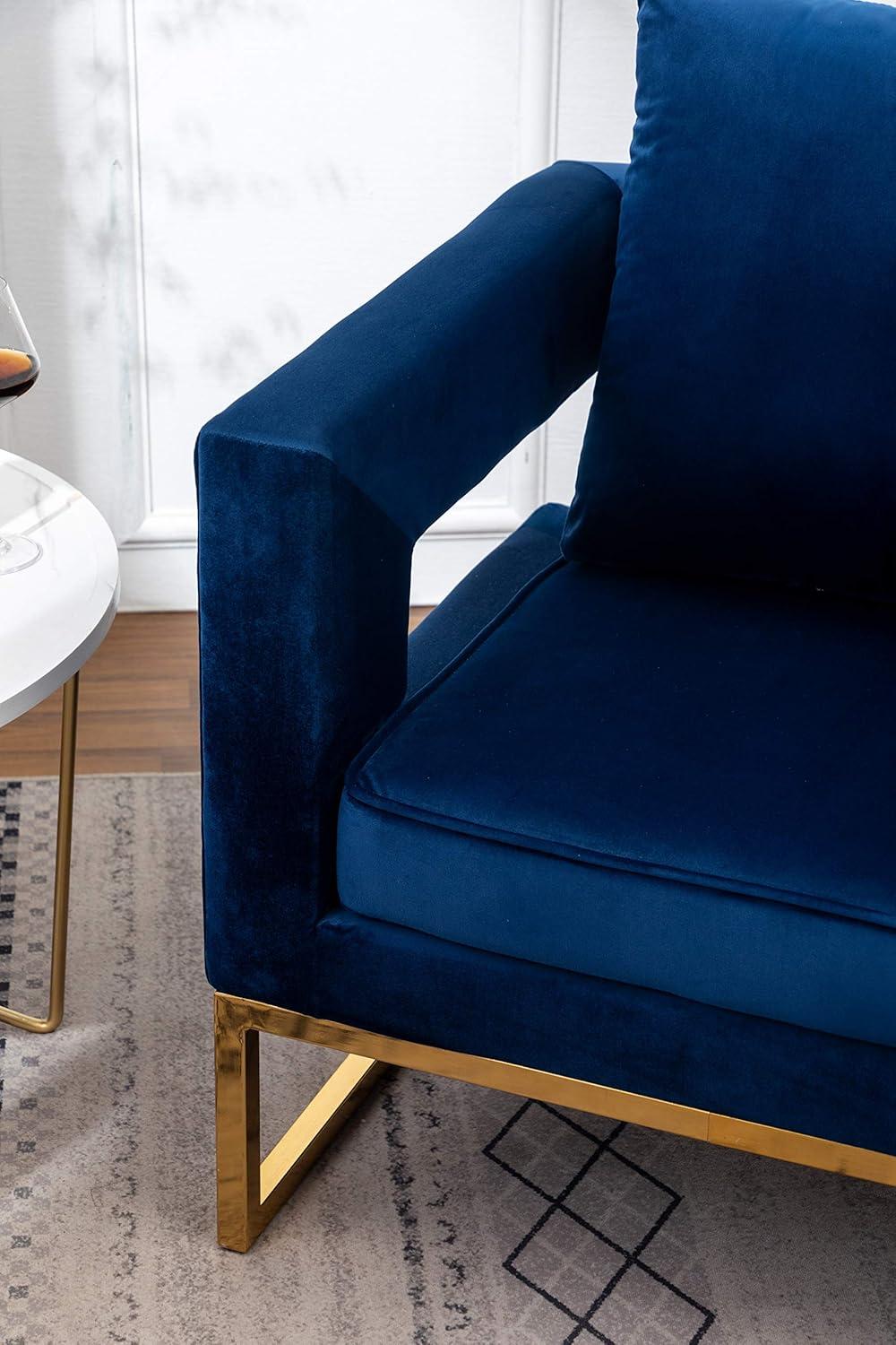 Roundhill Furniture Lenola Upholstered Accent Arm Chair, Blue 29.75D x 27.5W x 34.5H Inch