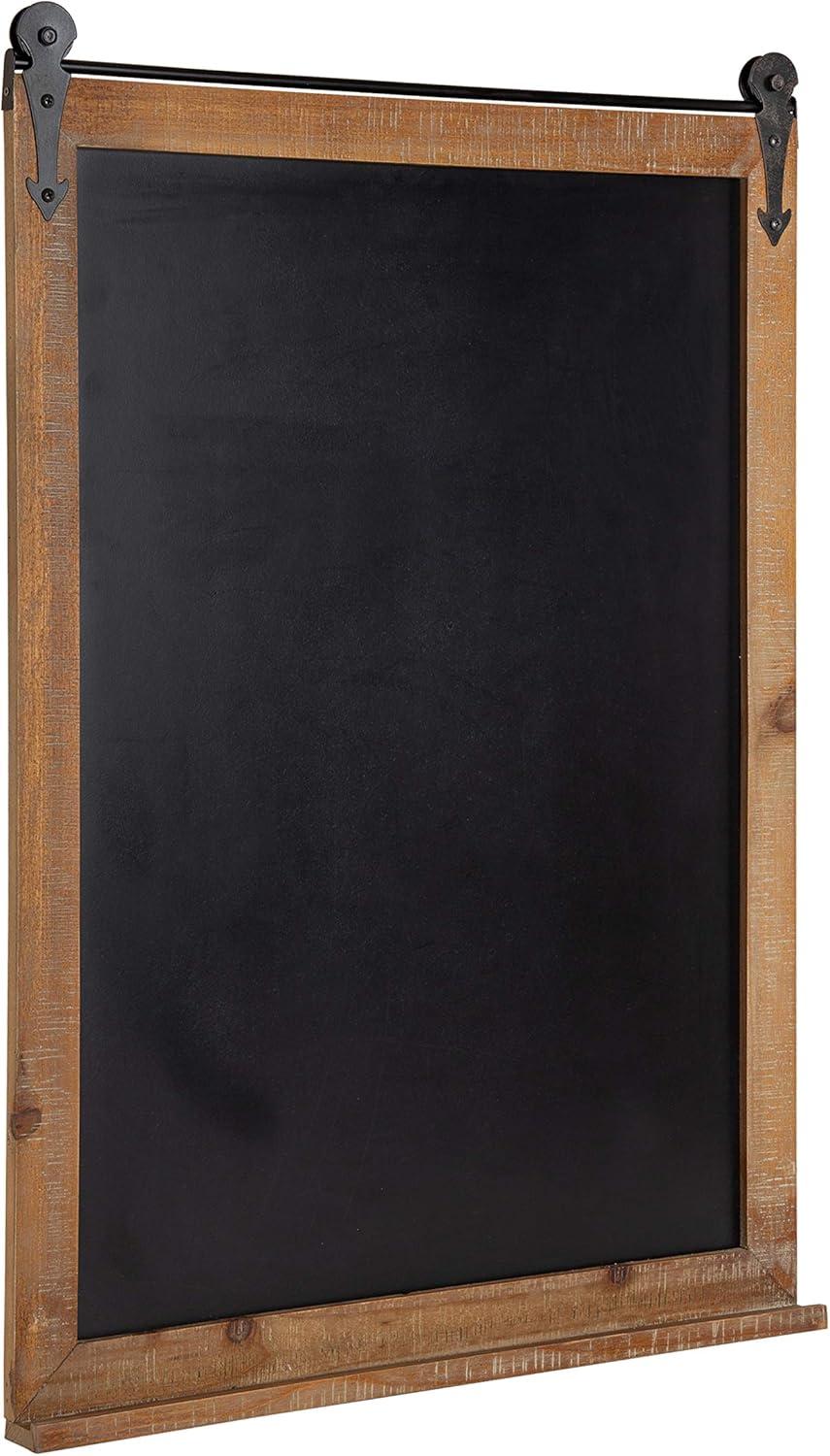 Kate and Laurel Cates Modern Farmhouse Barn Door Wood Framed Chalkboard, Rustic Brown