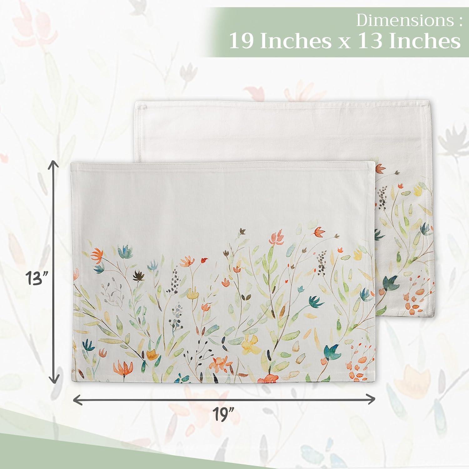 Maison d' Hermine Placemats Set of 4 100% Cotton Washable Cloth Place Mats, Reusable Table Mats for Kitchen Dining Decoration, Party, Wedding, Restaurant Spring/Summer (Limoncello, 13" x 19")