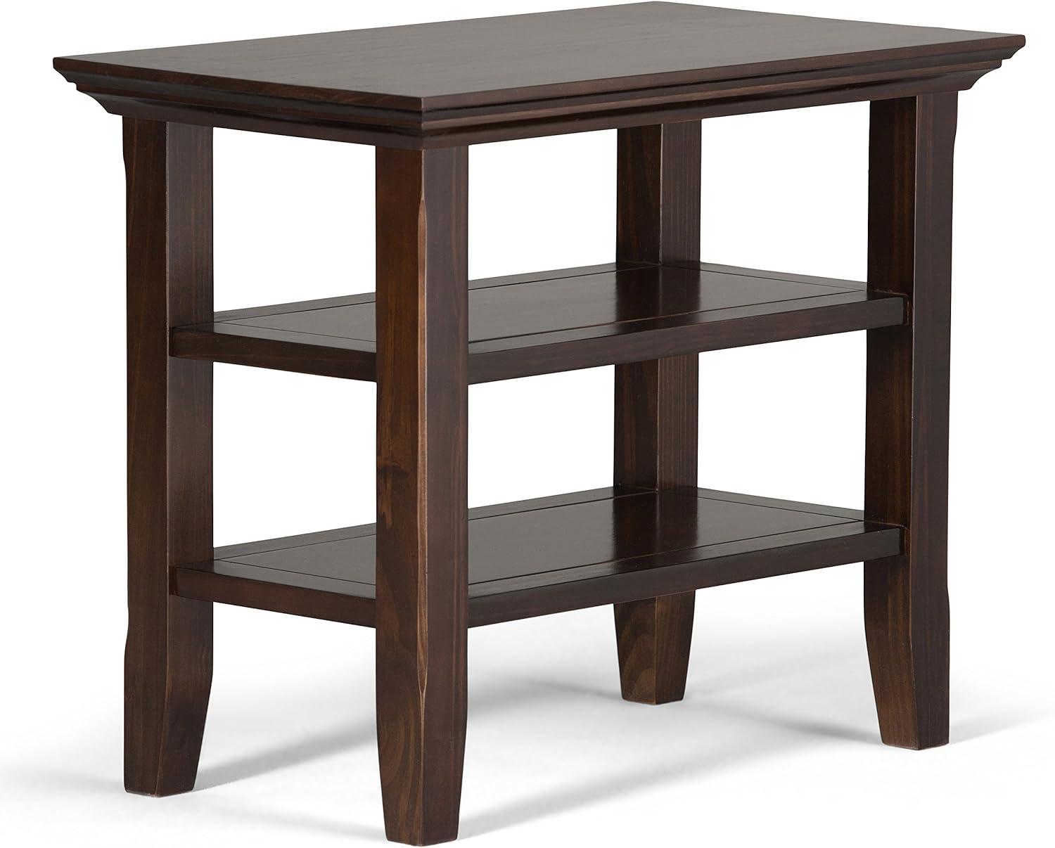 Brunette Brown Solid Wood Transitional Narrow Side Table