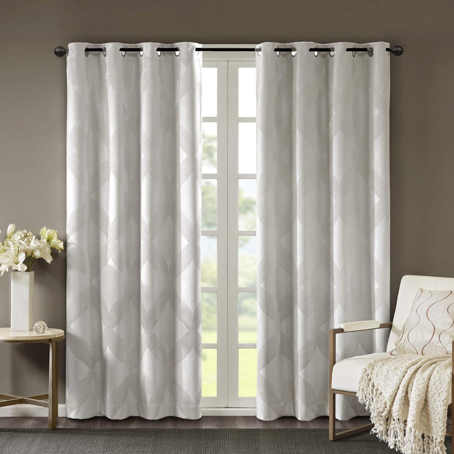 Madison Park Bentley Ogee Knitted Jacquard Geometric Total Blackout Single Curtain Panel