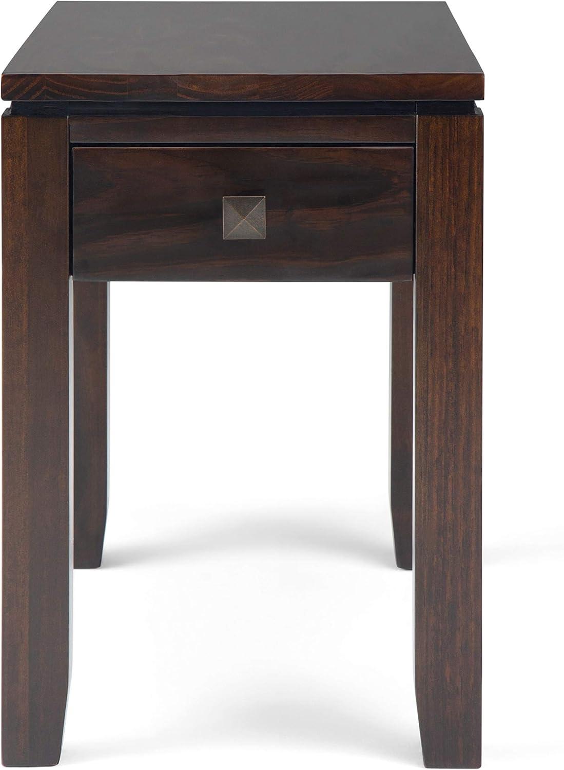 Cosmopolitan Mahogany Brown Solid Pine Narrow Side Table with Storage