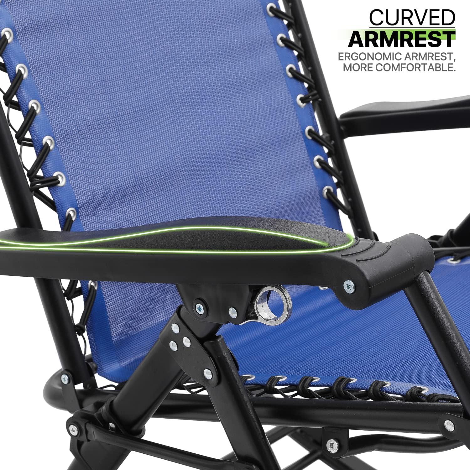 Magshion Set of 2 Zero Gravity Lounge Chairs, Adjustable Rocking Chairs with Pillow, Outdoor Beach Portable Foldable Recliner, Folding Lounge Rocker, Black