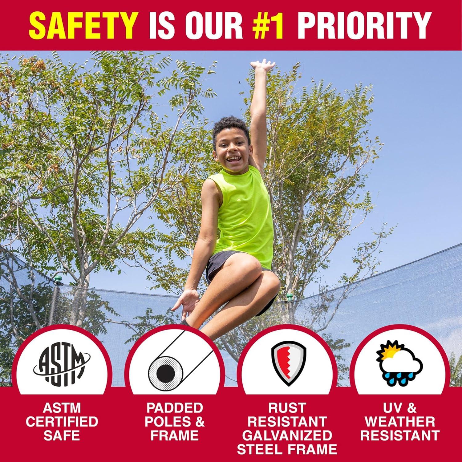 TruJump Sportspower TruJump 14' Round Trampoline with Safety Enclosure & with Lifetime Warranty on Jump Mat