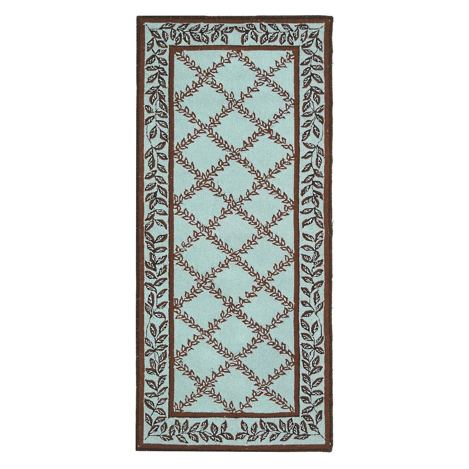 SAFAVIEH Chelsea Alecia Geometric Borders Wool Area Rug, Ivory/Light Blue, 8'9" x 11'9"