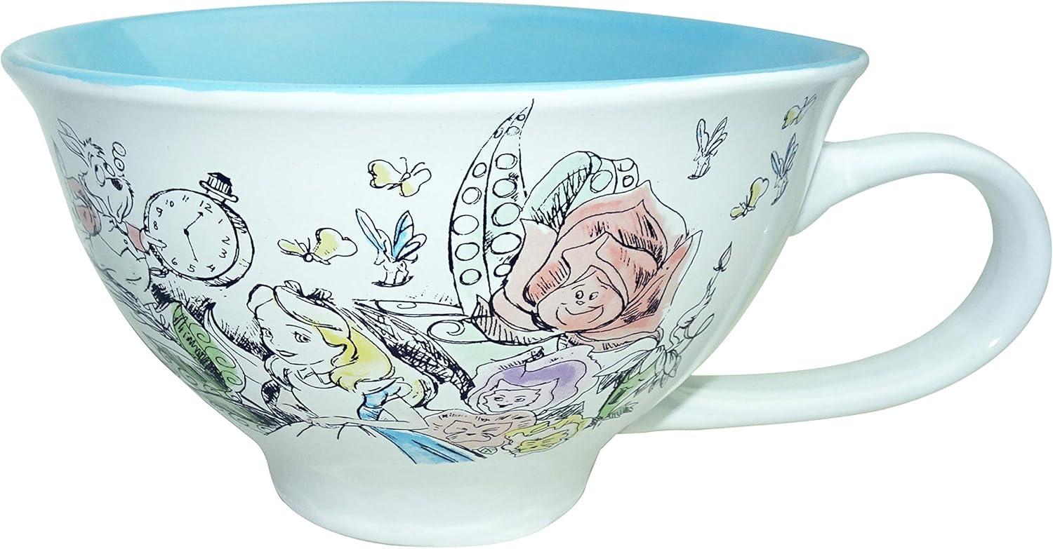 Disney Alice in Wonderland Sketch Ceramic Teacup and Saucer Set