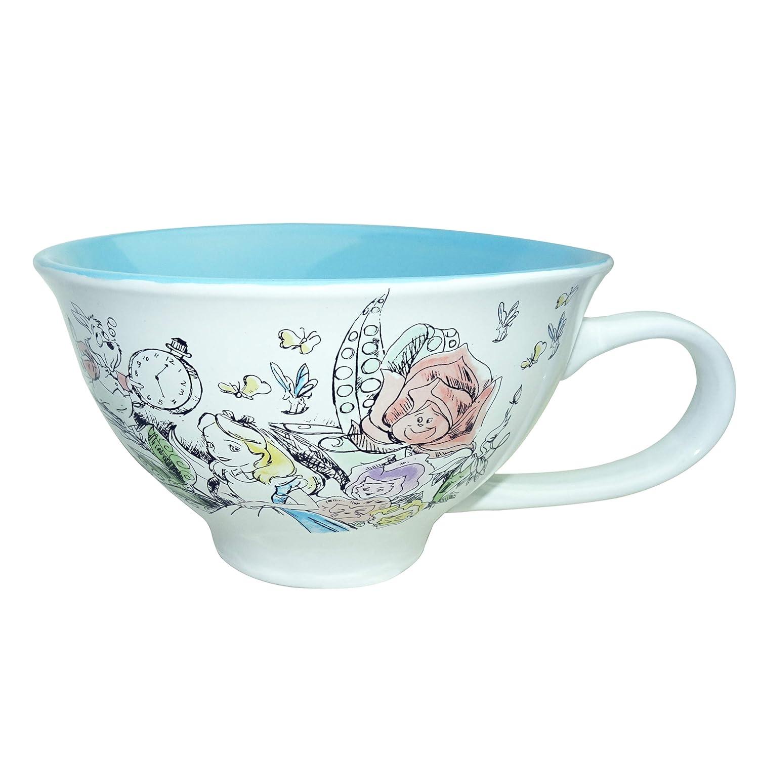 Silver Buffalo Disney Alice In Wonderland Ceramic Teacup and Saucer Set